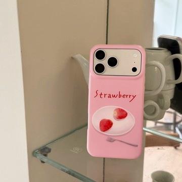 少女粉色草莓手機殼適用防摔殼 iphone17promax手機殼16 15 14 13 保護套 蘋果保護殼 不撞款