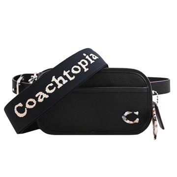 COACH CK114 Coachtopia 經典C LOGO雙背帶款斜背包/腰包.黑
