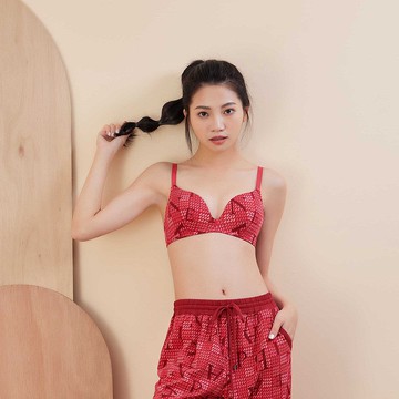 印花樂 x BananaPie / 無鋼圈內衣 / 千鳥紅