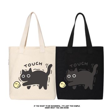 秀洛touch黑貓擼貓托特包新款日系設計感帆布包單肩斜挎手提包袋