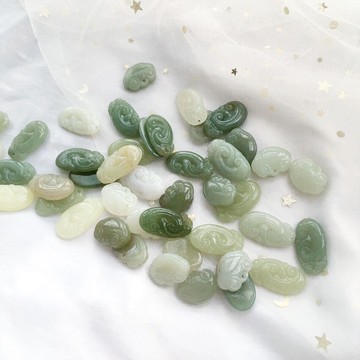 天然和田玉如意鎖吊墜 保平安玉石男女款寶寶鎖 晴水黃口糖料飾品