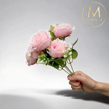 【Floral M】花中之王牡丹花公主粉仿真花花材1入組(人造花/仿真花/假花/花藝DIY/裝飾花材)