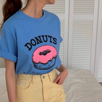 正韓T恤 印花五分袖T恤FIE1086-創翊韓都