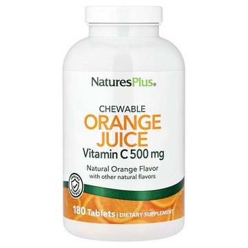 NaturesPlus, 橙汁咀嚼片，維生素 C，天然橙味，180 片