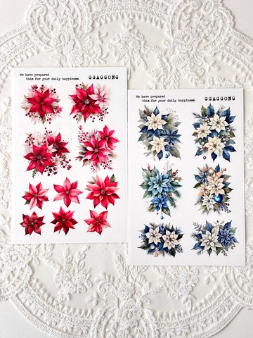 聖誕紅霧面貼紙