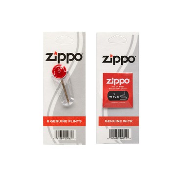 Zippo 【官方授權店】打火機專用打火石(紙卡裝)+棉蕊(紙卡裝) 各一個組