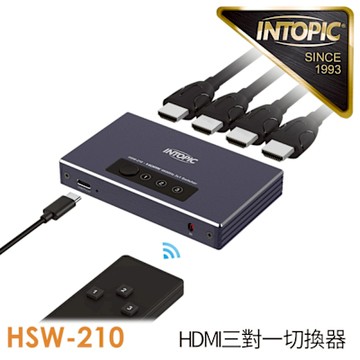INTOPIC 廣鼎 HDMI 4K60Hz 三對一切換器HSW-210(附紅外線遙控器)