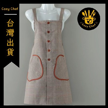 ✨️臺灣出貨✨️暖廚小築✅可開發票洋氣格子棉布圍裙家務做飯耐穿透氣成人女上班工作服廚房2026爆款