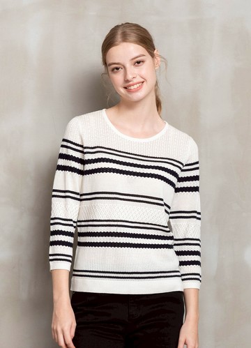 *活力徜徉織紋變化條紋針織衫