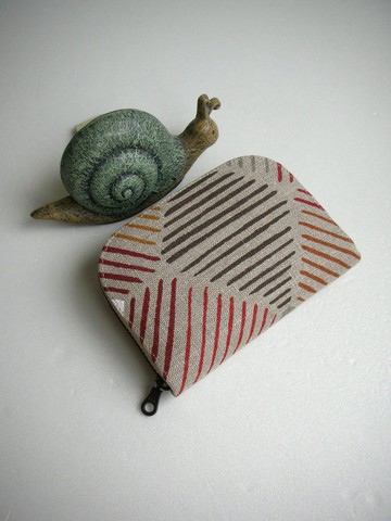 法國純亞麻【菱格條紋】-短夾/皮夾/零錢包/禮物