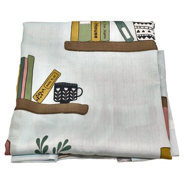 J&N 日式印花時鐘貓風水簾 (米藍色)  150 x 90cm