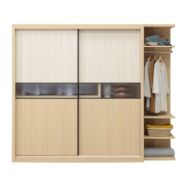 直人木業-AVERY現代輕奢風長虹玻璃滑門衣櫃228公分(滑門衣櫃182公分+轉角櫃46公分)