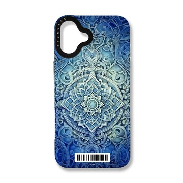 iPhone 16 Plus 殼 TRON iPhone 16 PLUS 藍色漸層印度Henna幸運祝福圖騰  載具 MAGSAFE 磁吸 太空殼 透白款 手機殼