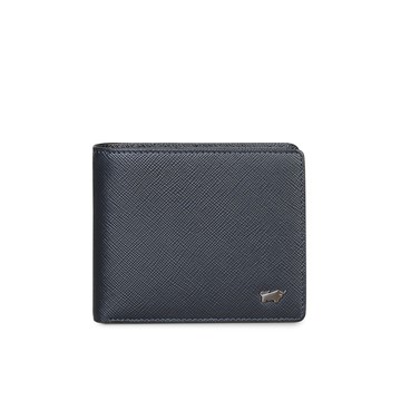 BRAUN BUFFEL 台灣總代理 尚恩A 12卡中間翻透明窗短夾-藍色/BF354-317-NY