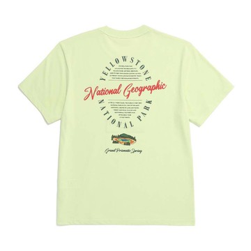 男女同款 YELLOWSTONE 大稜鏡手寫圖案短袖 涼感T - 青綠色