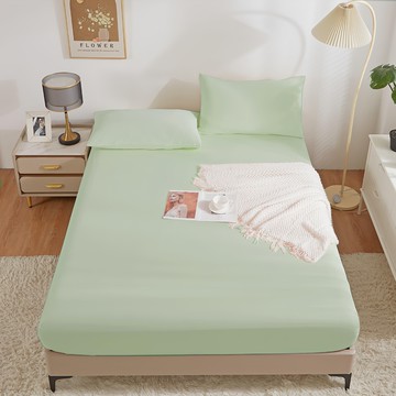 A-ONE 極柔冰絲涼感床包枕套組 雙人 檸檬綠 親膚透氣 可機洗