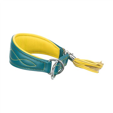 Trixie 寵物用品 皮革流蘇寬項圈-黃綠 XS: 21-26 cm/40 mm (TX18965)