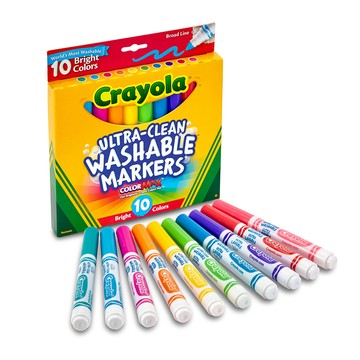 crayola 可水洗粗錐頭彩色筆10色_Bright