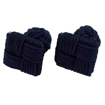 軍藍色正方形繩扣袖扣