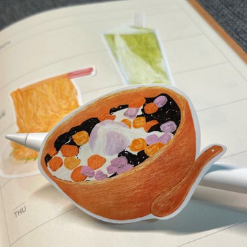 防水貼紙組 插畫-台灣小吃 珍奶 夏天 防水貼紙 行李箱 安全帽