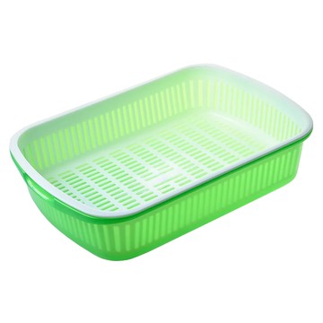 震嶸塑膠 萬用林 雙層瀝水籃  綠色  大(47.5 x 31 x 11.5cm)  1個