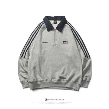 日系復古春秋翻領半身套頭衛衣