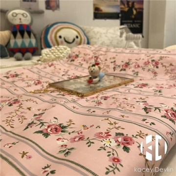 美式田園小碎花粉色少女心單雙人夏涼被夏季薄被子公主風【聚物優品】