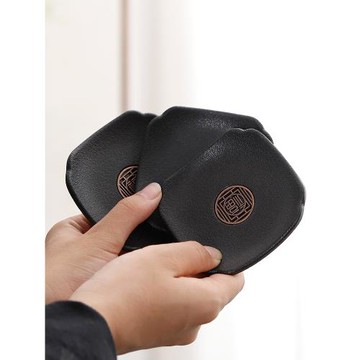 中式電木方形杯墊仿烏金石隔熱杯托六個帶收納架組合功夫防滑茶具