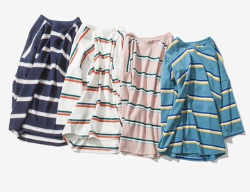 FINDSENSE MD 日系 男 時尚潮流 休閒 寬鬆 五分袖 條紋 短袖T恤 條紋T