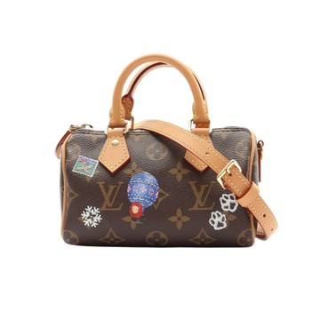 LOUIS VUITTON LV 路易威登 Nano Speedy 兩用包 棕色 原花 Snowy Pearl帆布 無吊飾 【二手名牌BRAND OFF】