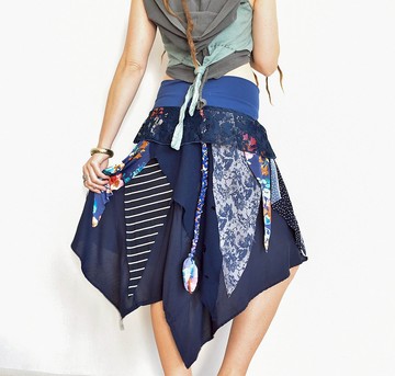 深藍色節慶裙，花仙子服裝，編織裙