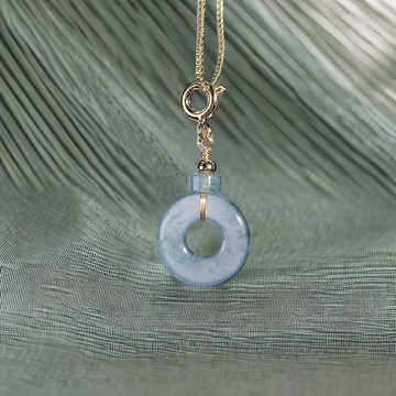 【願‧平安】冰種翡翠平安扣吊飾 14K包金 | 天然A貨翡翠 | 送禮