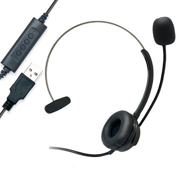 ziya 智雅科技 辦公商務專用頭戴式耳機 附麥克風 單耳USB介面 輕巧互動款  黑色