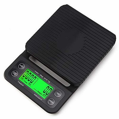 デジタルはかり 3kg / 0.1g職業グリーンLCDデジタルドリップコーヒータイマー、タイマー付き電子計量バーキッチンフードバランスウェイトスケール 電子はかり