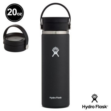 Hydro Flask 官方旗艦 20oz/592ml 寬口旋轉咖啡蓋保溫瓶 時尚黑