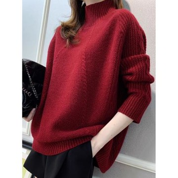 正品哥家女裝2025年新款秋冬高領羊毛加厚寬松慵懶風套頭毛衣上衣