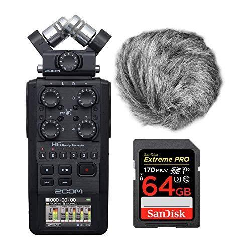 Zoom H6 6-Track Handy Recorder (Black, 2020 Model) w Zoom Windscreen and Sa 並行輸入品