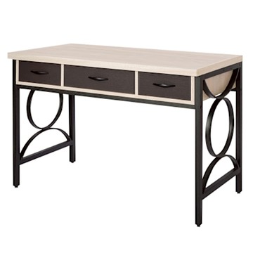 文創集 米哥4尺三抽圓弧鐵腳書桌(三色可選)-120x59x78cm免組