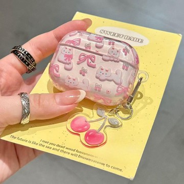 日韓風 蝴蝶結小貓 透明軟殼 AirPods 4 保護套 耳機套 3代耳機殼 Pro2 1/2代蘋果耳機保護殼 防摔殼
