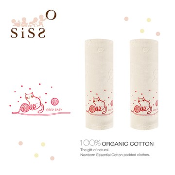 【SISSO有機棉】有機棉小紅咪咪貓紗布緹花方巾(一入)