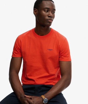 Superdry Men's Essential Stacked Logo Embroidered T-shirt Orange Size: XL