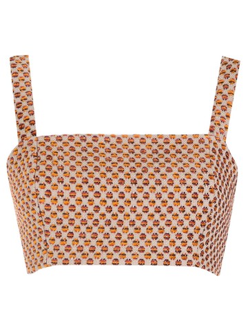 Framed - Tapisserie Framed cropped top - women - Cotton/Polyester - 38 - Neutrals