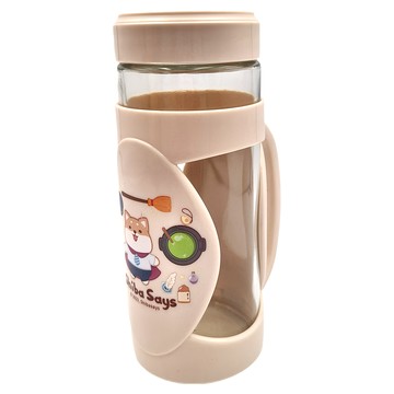 SL 三榮塑膠 有把手隨身杯 400ml±5% 耐冷耐熱  透明色 + 淺卡其色  1個