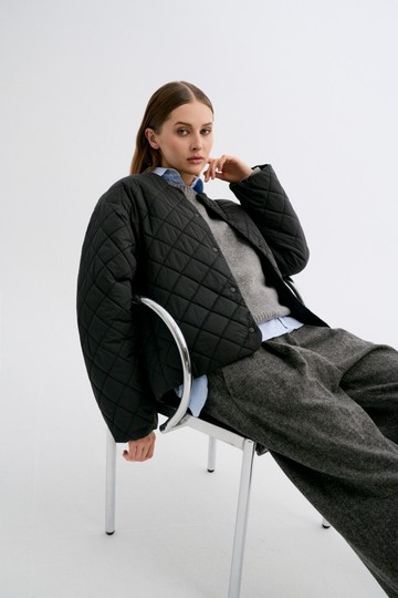 女裝絎縫保暖短版外套(3色)