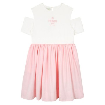 FENDI Kids 鏤空粉色圓裙洋裝