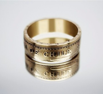 智利硬幣戒指 100 比索 1950 硬幣戒指男士硬幣戒指女士