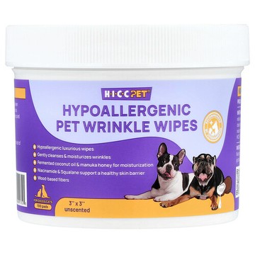 HICC Pet, 低致敏寵物皺褶清潔溼巾，貓狗專用，無香，100 片