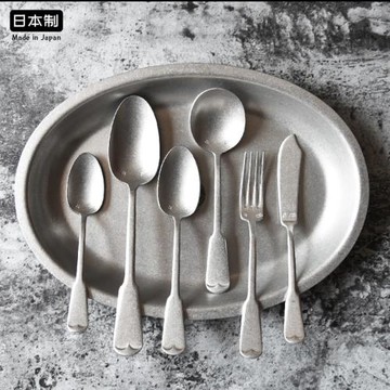 日本進口青芳制作所不銹鋼法式復古餐具長柄咖啡攪拌湯匙飯勺叉子