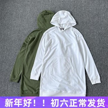 出口歐美單 中長款衛衣裙女加絨連帽寬松休閑百搭減齡套頭長裙