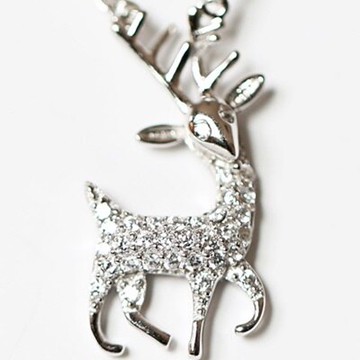 現貨+預購 925純銀項鍊 鑲鑽吊墜-小鹿造型可愛唯美百搭母親節生日情人節禮物女配件73y81【獨家進口】【米蘭精品】